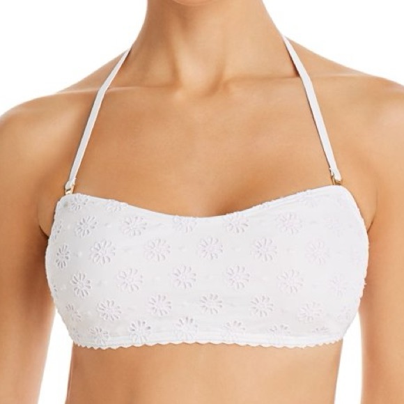 Kate Spade New York Ivory Eyelet Daisy Embroidered Bandeau/High Waist Bikini - Picture 4 of 12